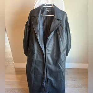 Faux Leather Trench Coat